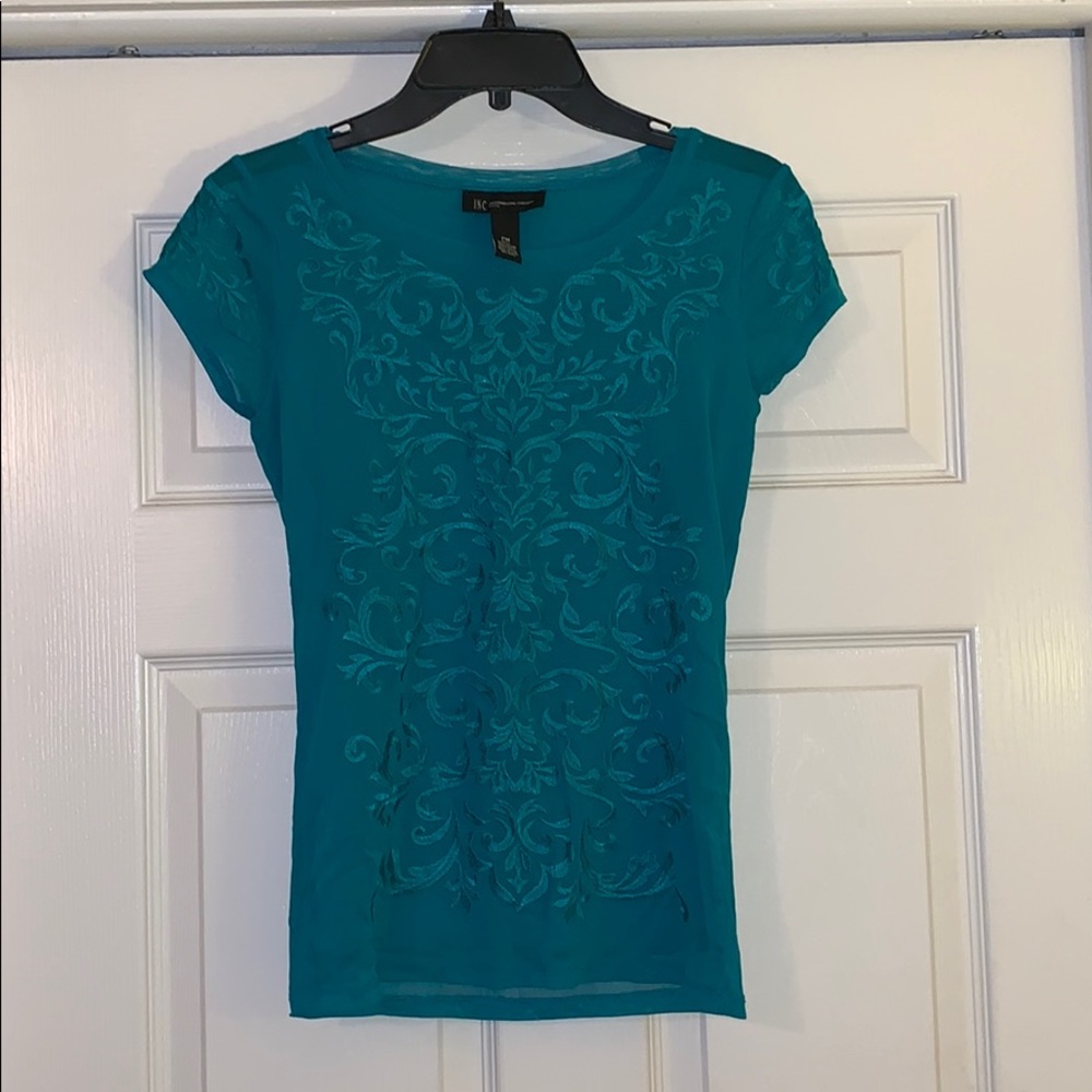Turquoise T-shirt with Lace layer